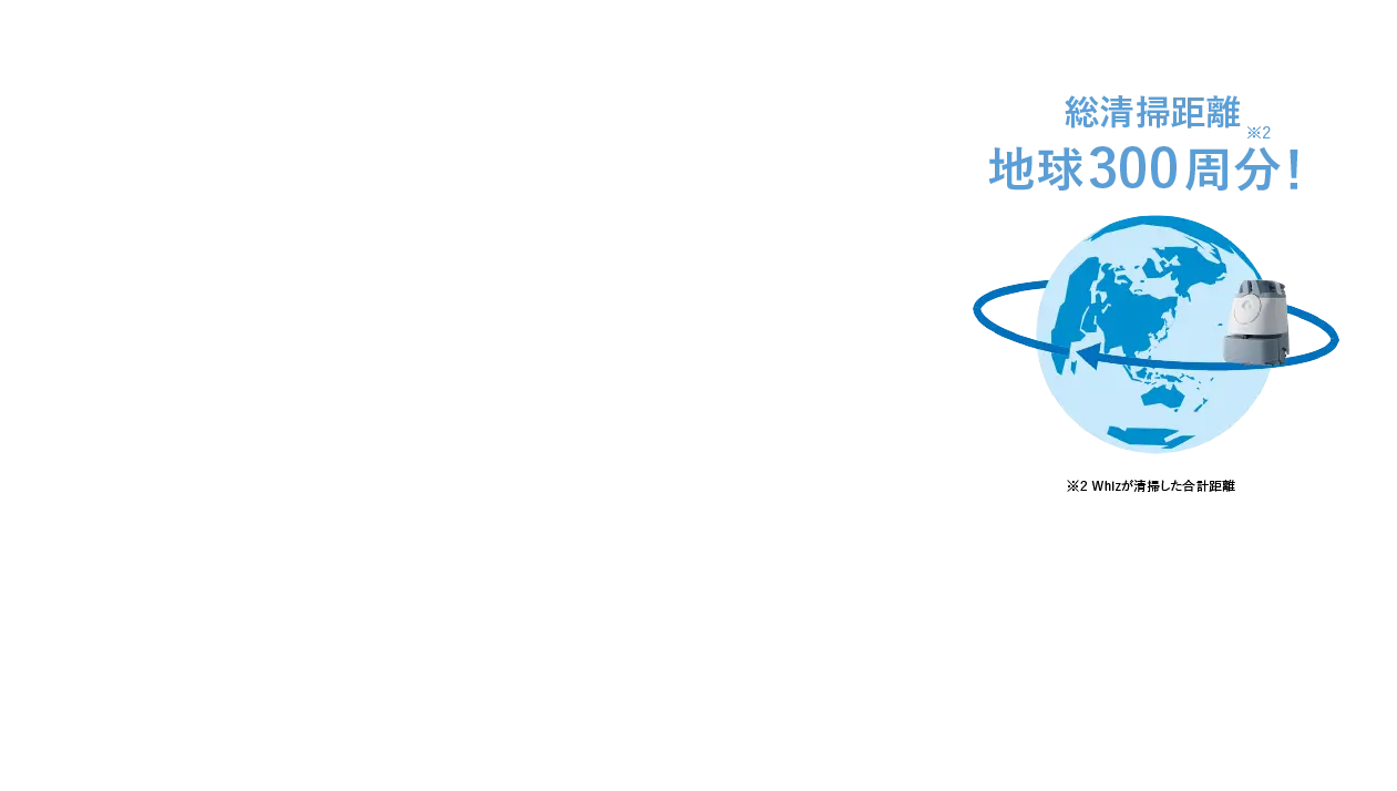総清掃距離 地球100周分! Whizが清掃した合計距離